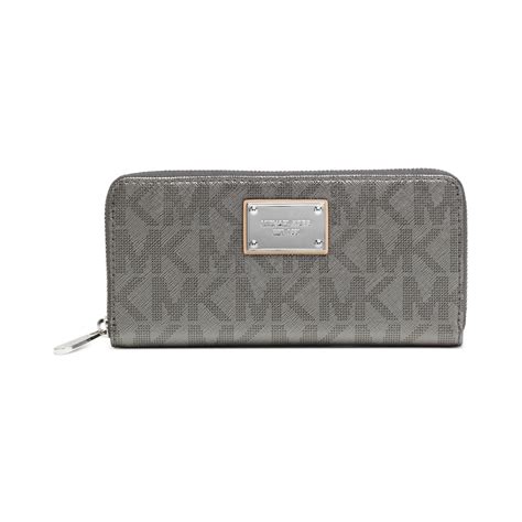 michael kors saffiano leather zip around wallet gray|Michael Kors continental wallet outlet.